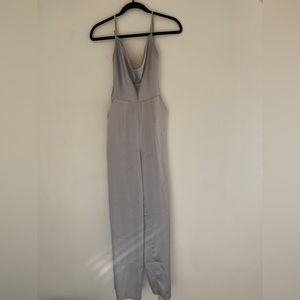Silver, cowl neck, open back, jumpsuit. Size small. Forever 21